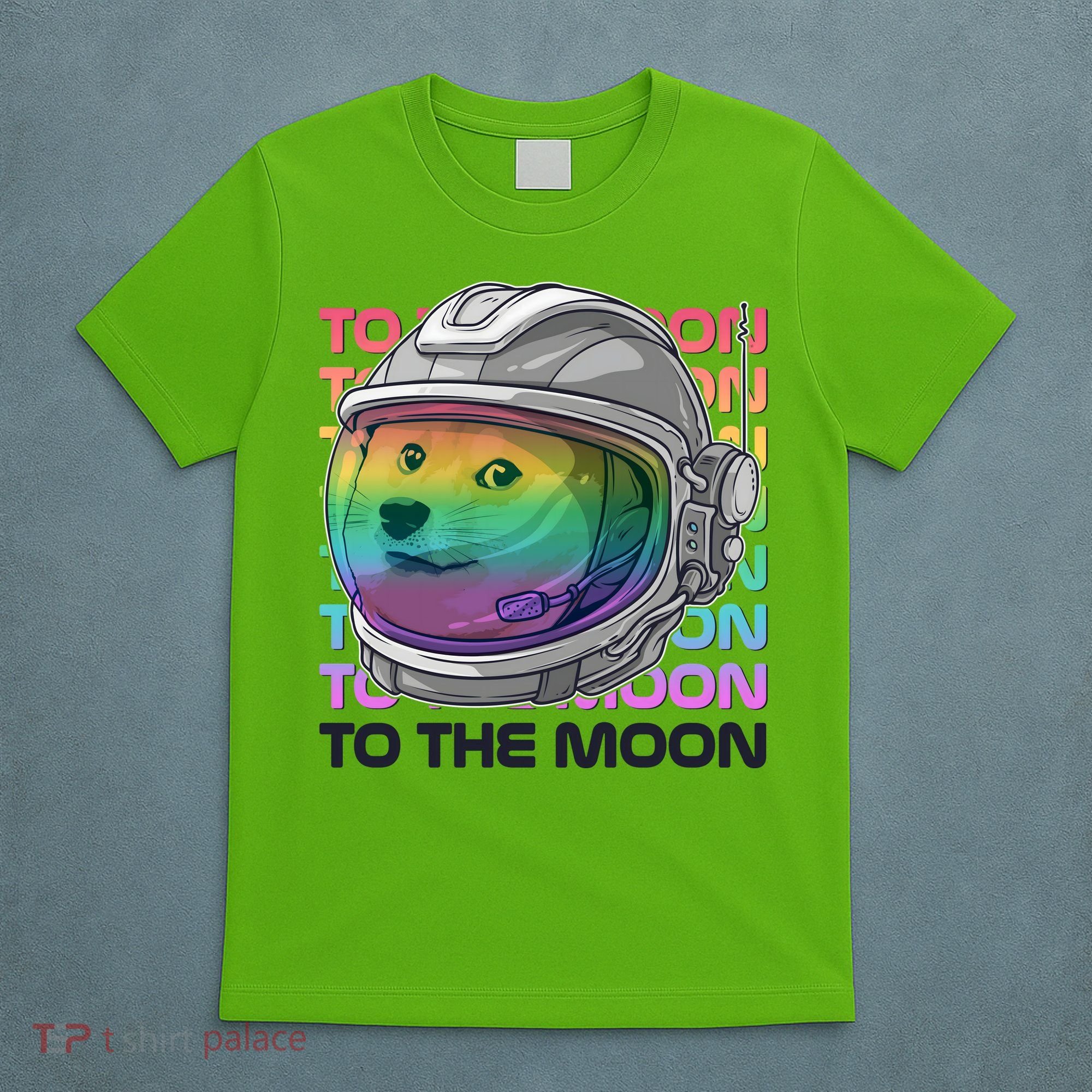 To The Moon Colorful Astronaut DOGE Cryptocurrency T-Shirt