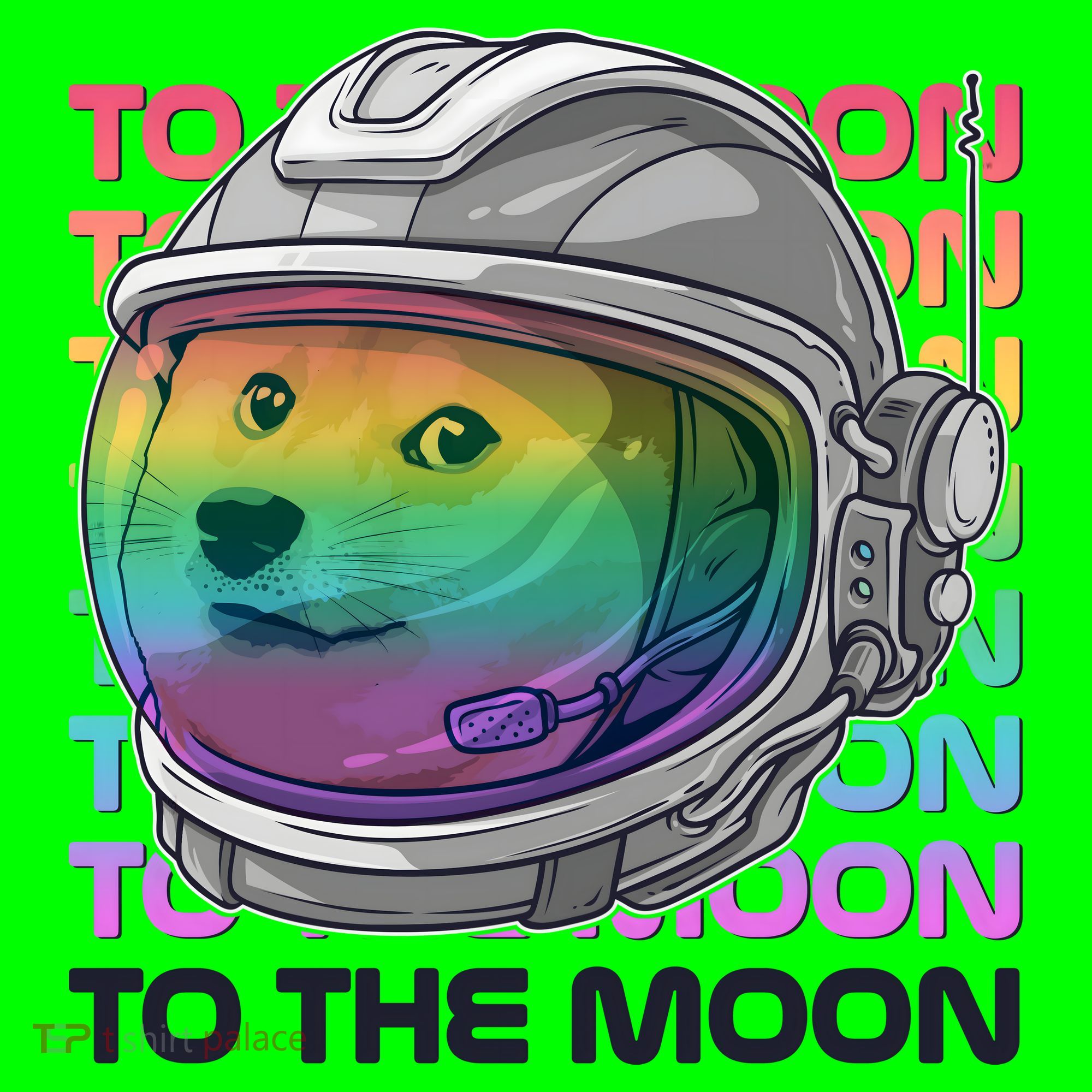 To The Moon Colorful Astronaut DOGE Cryptocurrency T-Shirt