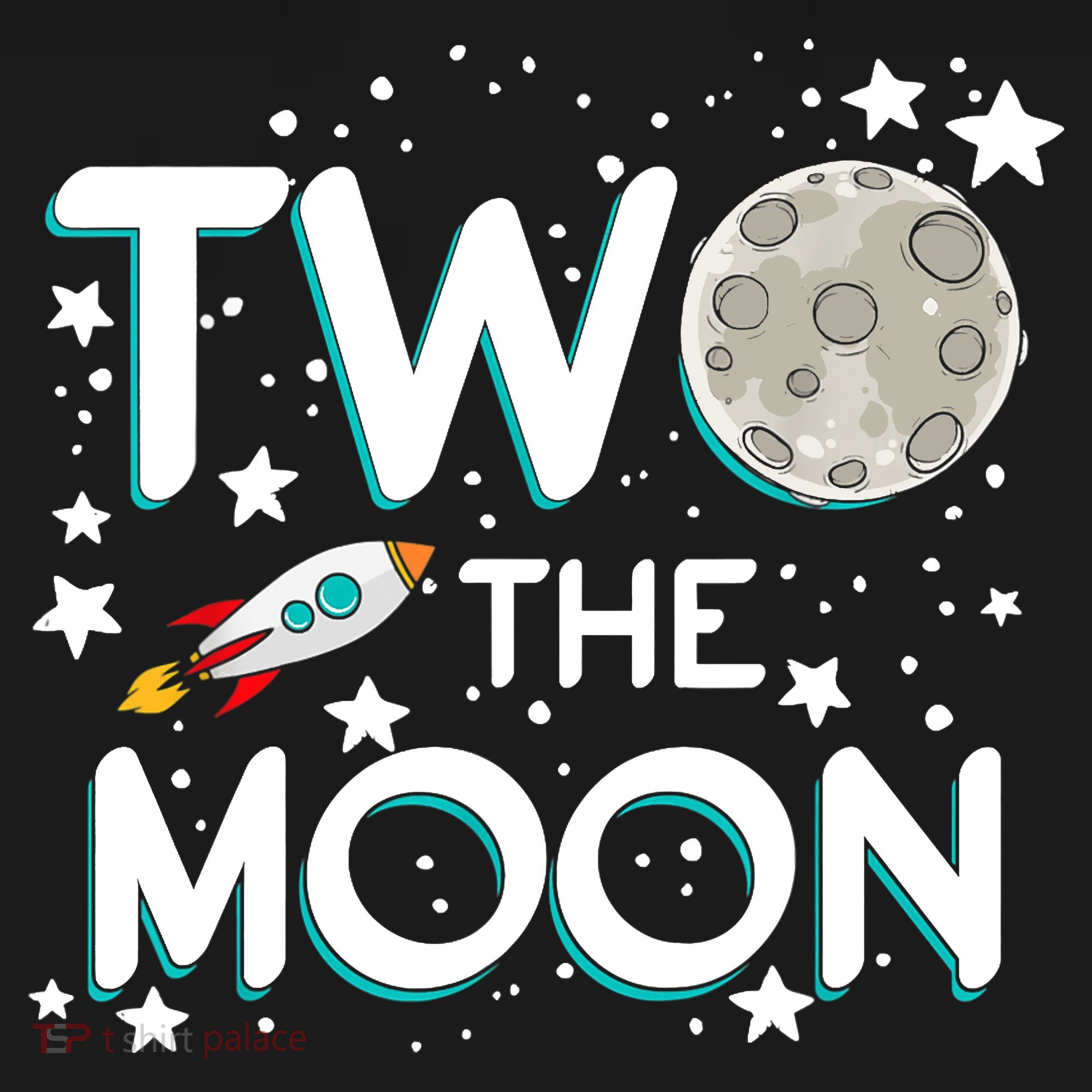 Two The Moon 2nd Birthday For 2 Year Old USA-Made Doggie Bandana