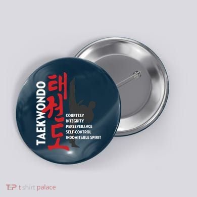 Taekwondo Tenets Martial Arts Graphic Tee Button