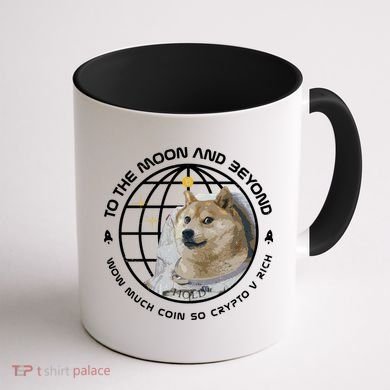 To The Moon And Beyond Doge Coin Crypto Coffee Mug back
