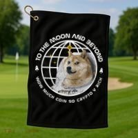 To The Moon And Beyond Doge Coin Crypto Golf Towel thumb 1
