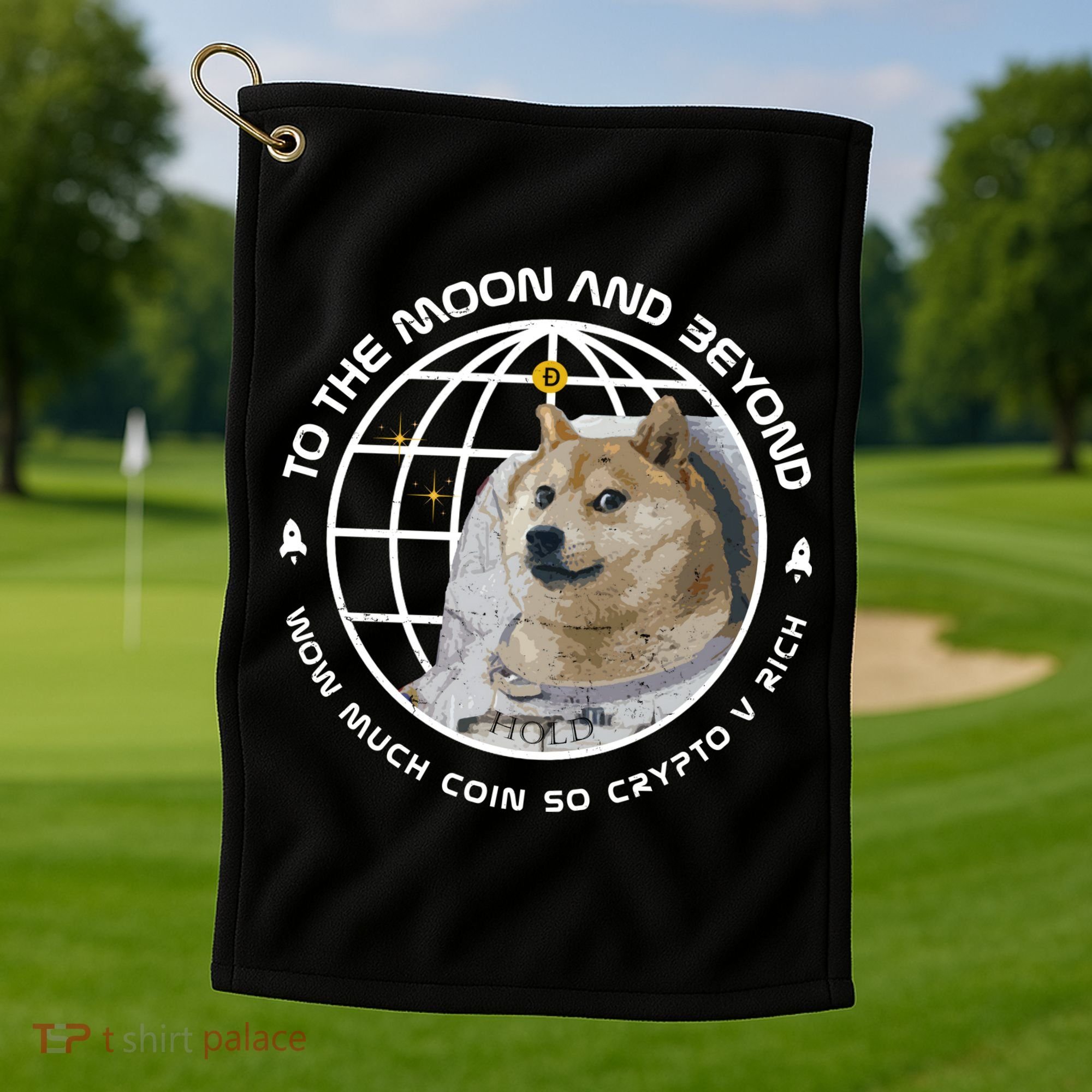 To The Moon And Beyond Doge Coin Crypto Golf Towel