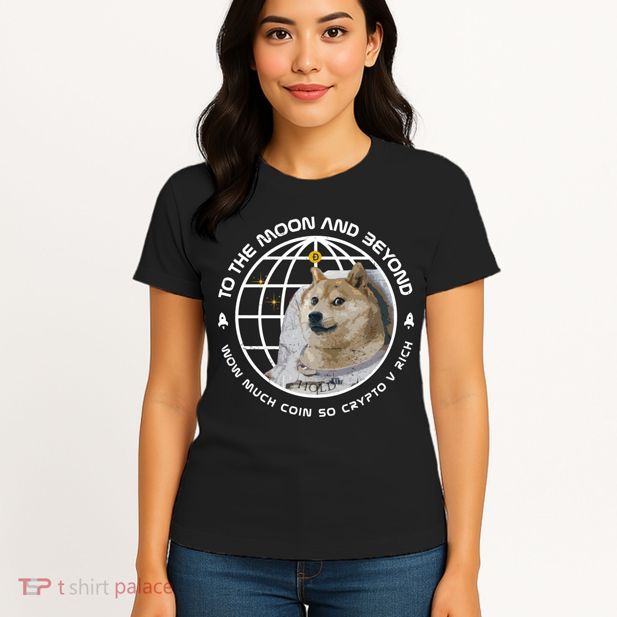To The Moon And Beyond Doge Coin Crypto Women's T-Shirt