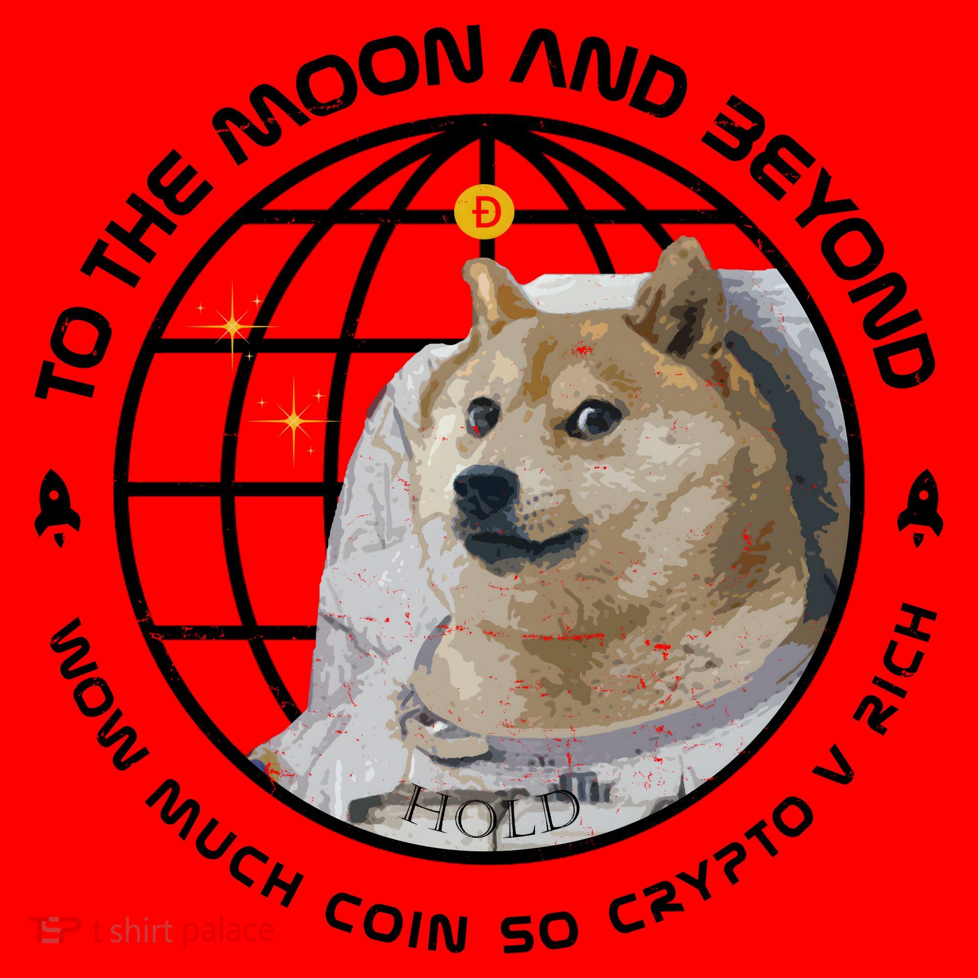 To The Moon And Beyond Doge Coin Crypto Santa Hat