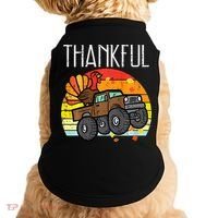 Thankful Turkey Monster Truck Retro Thanksgiving Doggie Tank thumb 0