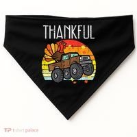 Thankful Turkey Monster Truck Retro Thanksgiving USA-Made Doggie Bandana thumb 0