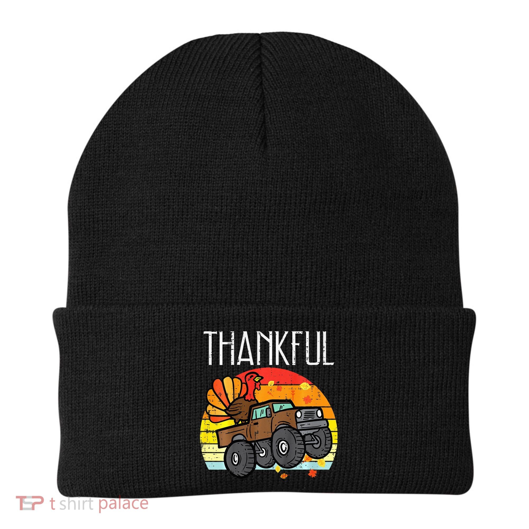Thankful Turkey Monster Truck Retro Thanksgiving Beanie