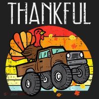 Thankful Turkey Monster Truck Retro Thanksgiving Beanie thumb 2