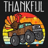 Thankful Turkey Monster Truck Retro Thanksgiving Women's Hoodie thumb 2