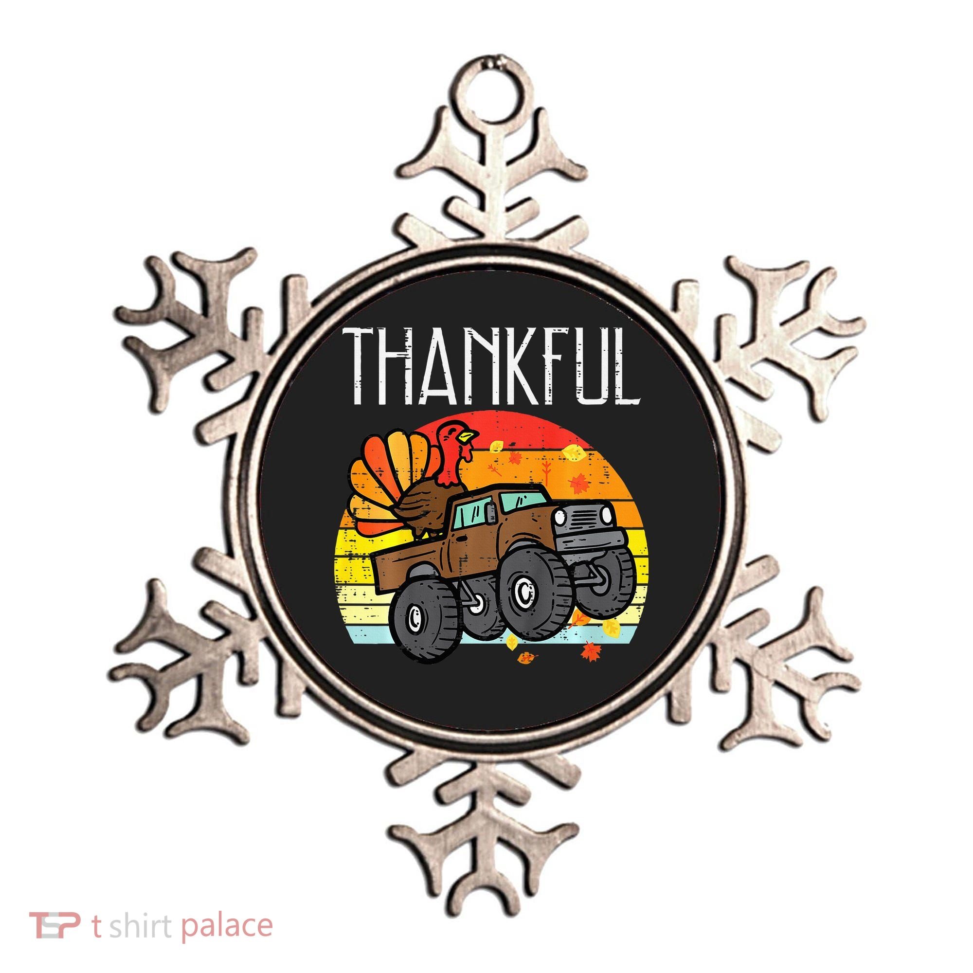 Thankful Turkey Monster Truck Retro Thanksgiving Ornament