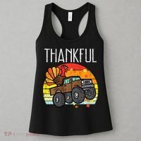 Thankful Turkey Monster Truck Retro Thanksgiving Women's Tank Top thumb 3
