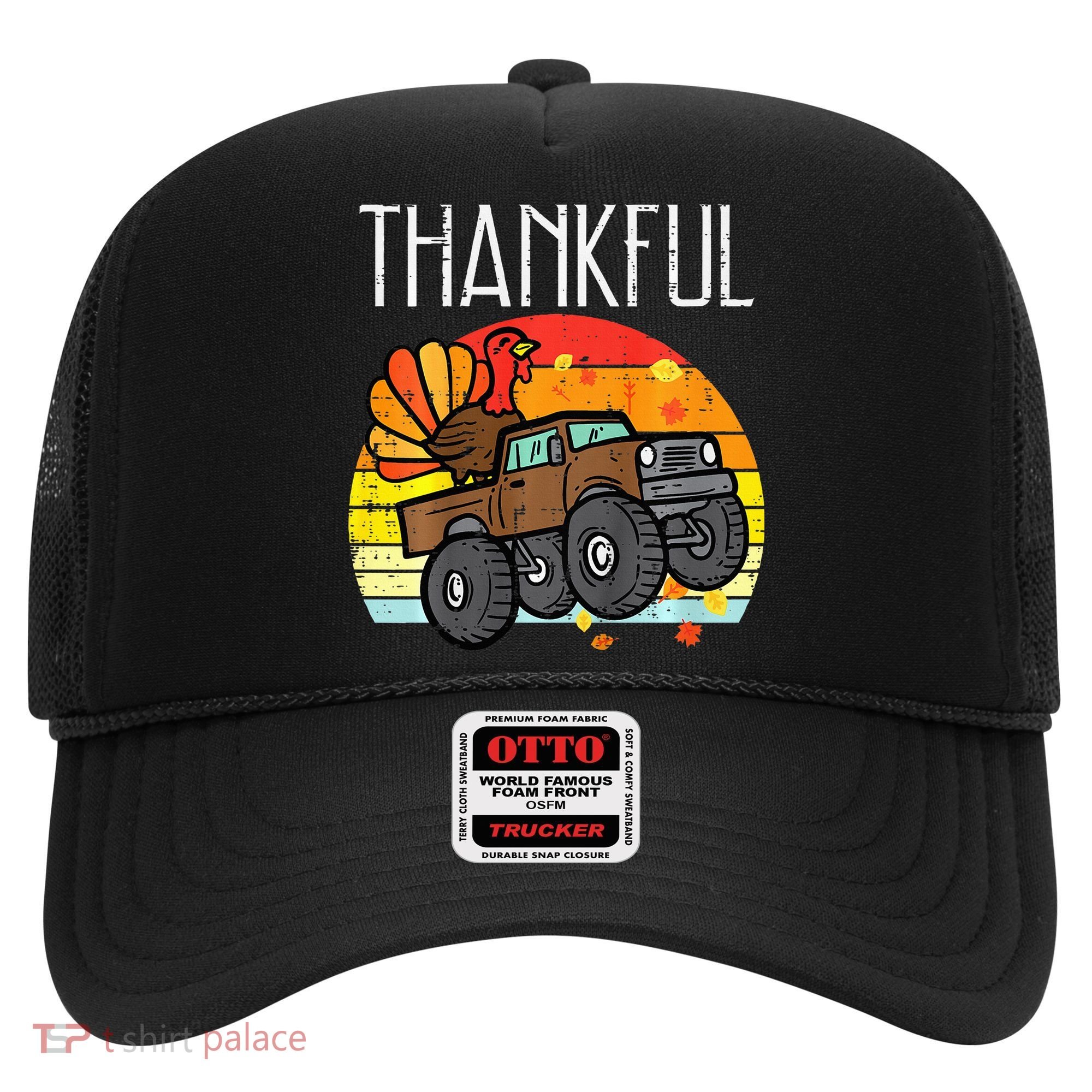 Thankful Turkey Monster Truck Retro Thanksgiving Hat