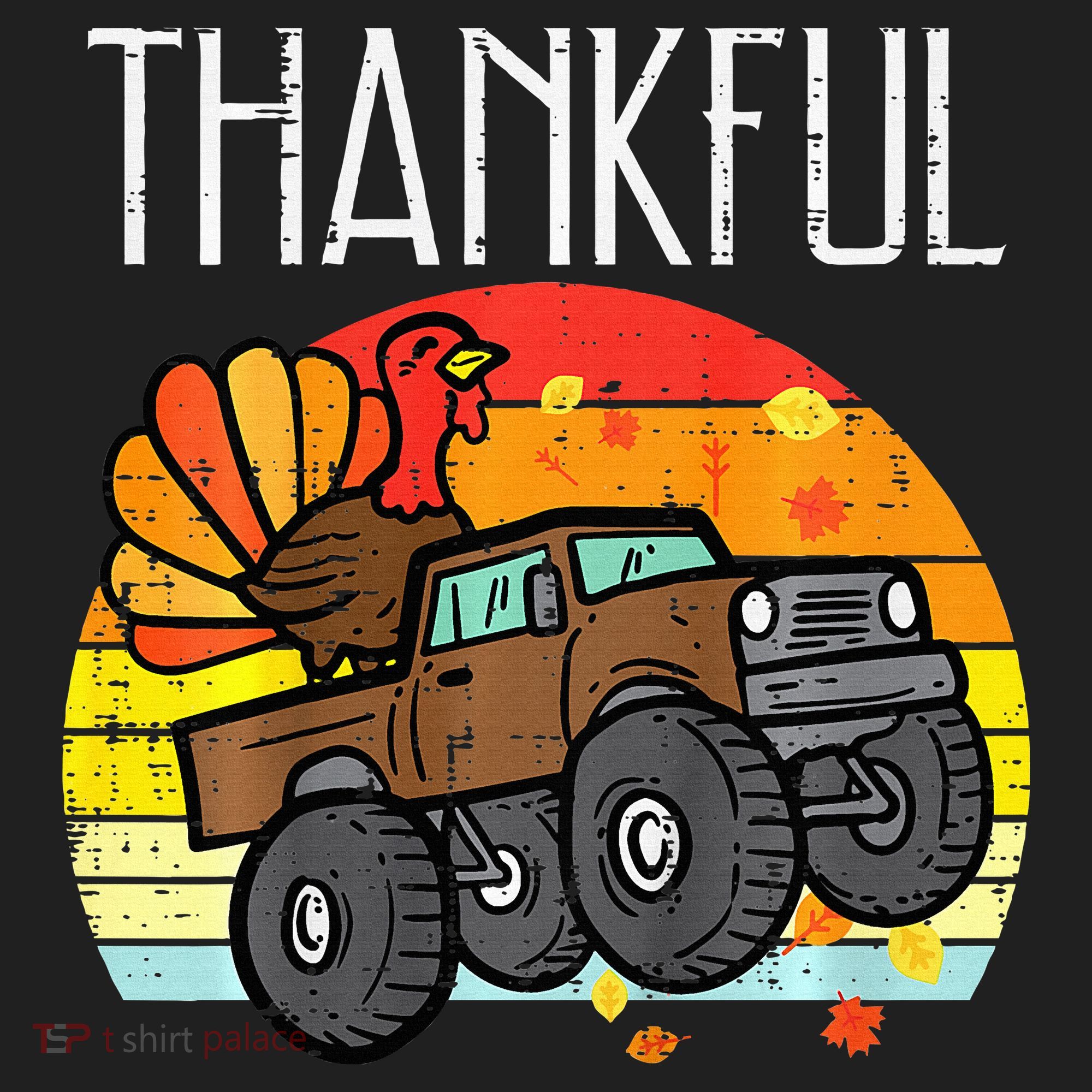 Thankful Turkey Monster Truck Retro Thanksgiving Hat