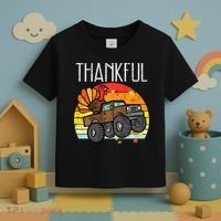 Thankful Turkey Monster Truck Retro Thanksgiving Toddler T-Shirt thumb 3