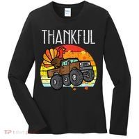 Thankful Turkey Monster Truck Retro Thanksgiving Women's Long Sleeve Shirt thumb 0