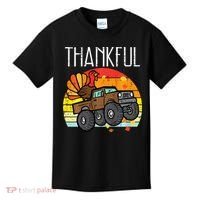 Thankful Turkey Monster Truck Retro Thanksgiving Kids T-Shirt thumb 0