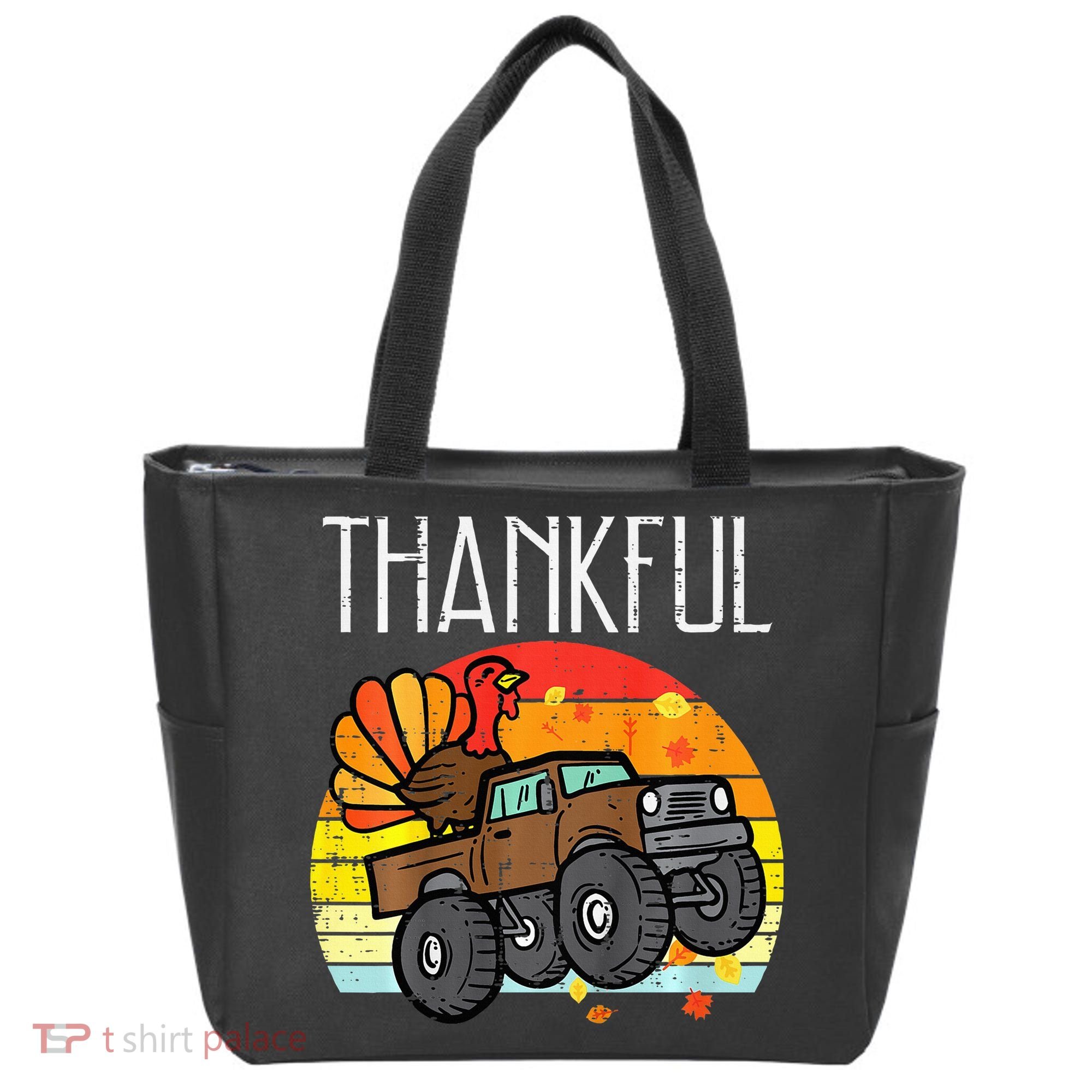 Thankful Turkey Monster Truck Retro Thanksgiving Tote Bag