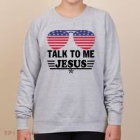 Talk To Me Jesus Glasses US Flag Women's Sweatshirt thumb 0
