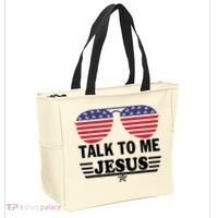 Talk To Me Jesus Glasses US Flag Tote Bag thumb 2