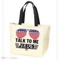 Talk To Me Jesus Glasses US Flag Tote Bag thumb 3