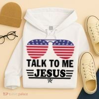 Talk To Me Jesus Glasses US Flag Hoodie thumb 4
