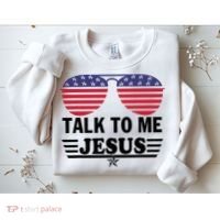 Talk To Me Jesus Glasses US Flag Sweatshirt thumb 2