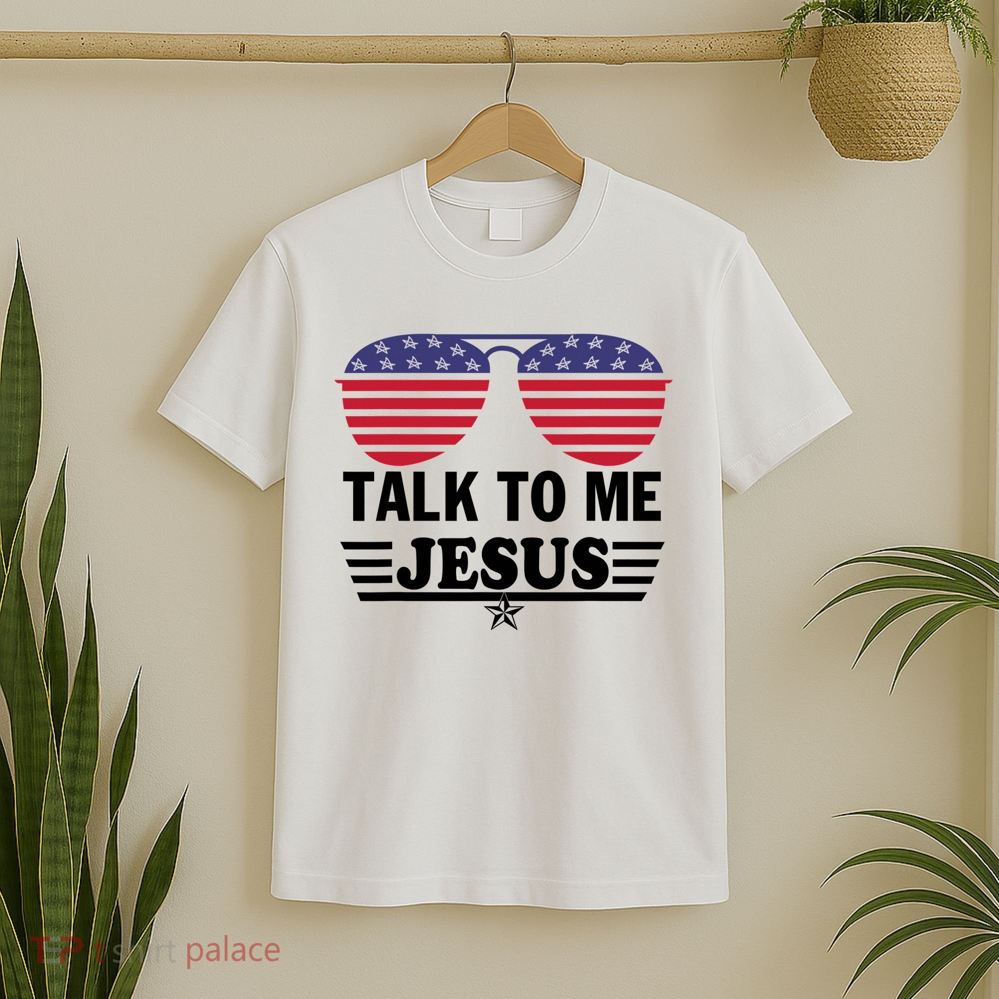 Talk To Me Jesus Glasses US Flag T-Shirt