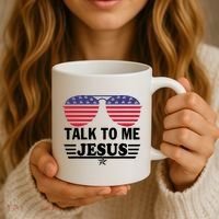 Talk To Me Jesus Glasses US Flag Coffee Mug thumb 3