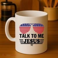 Talk To Me Jesus Glasses US Flag Coffee Mug thumb 4