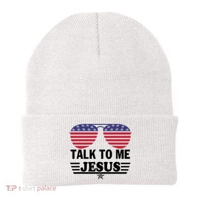 Talk To Me Jesus Glasses US Flag Beanie