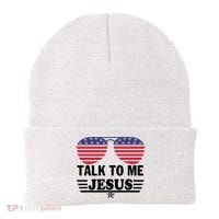 Talk To Me Jesus Glasses US Flag Beanie thumb 0
