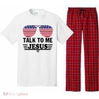 Talk To Me Jesus Glasses US Flag Pajama Set thumb 0