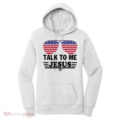 Talk To Me Jesus Glasses US Flag Women's Hoodie