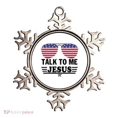 Talk To Me Jesus Glasses US Flag Ornament