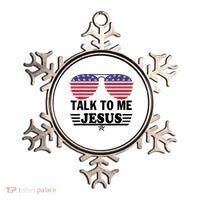 Talk To Me Jesus Glasses US Flag Ornament thumb 0