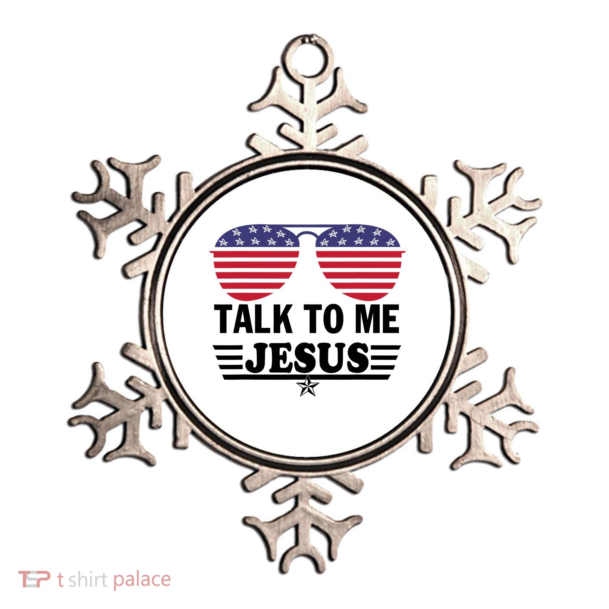 Talk To Me Jesus Glasses US Flag Ornament
