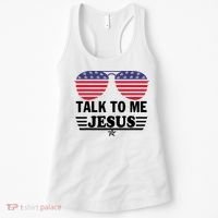 Talk To Me Jesus Glasses US Flag Women's Tank Top thumb 0