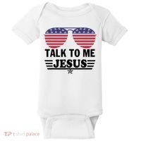 Talk To Me Jesus Glasses US Flag Baby Bodysuit thumb 0