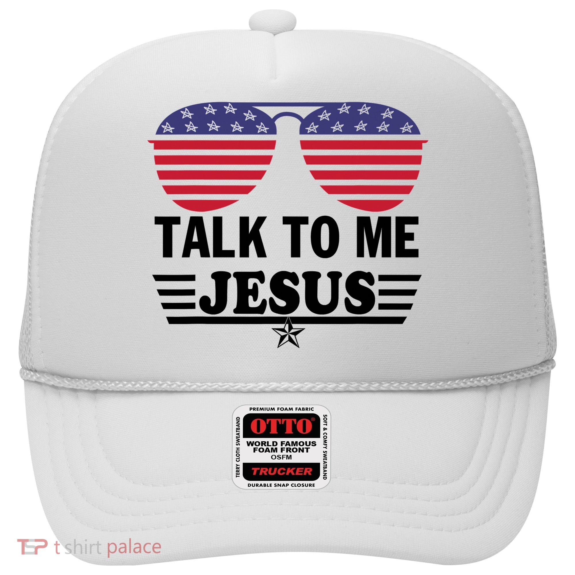Talk To Me Jesus Glasses US Flag Hat