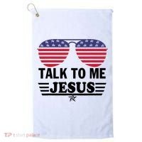 Talk To Me Jesus Glasses US Flag Golf Towel thumb 0