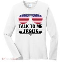 Talk To Me Jesus Glasses US Flag Women's Long Sleeve Shirt thumb 0
