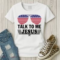 Talk To Me Jesus Glasses US Flag Women's T-Shirt thumb 3