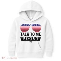 Talk To Me Jesus Glasses US Flag Kids Hoodie thumb 0