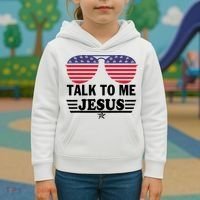 Talk To Me Jesus Glasses US Flag Kids Hoodie thumb 3
