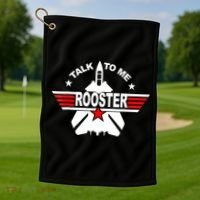 Talk To Me Rooster Funny 80s Talk To Me Rooster Golf Towel thumb 1