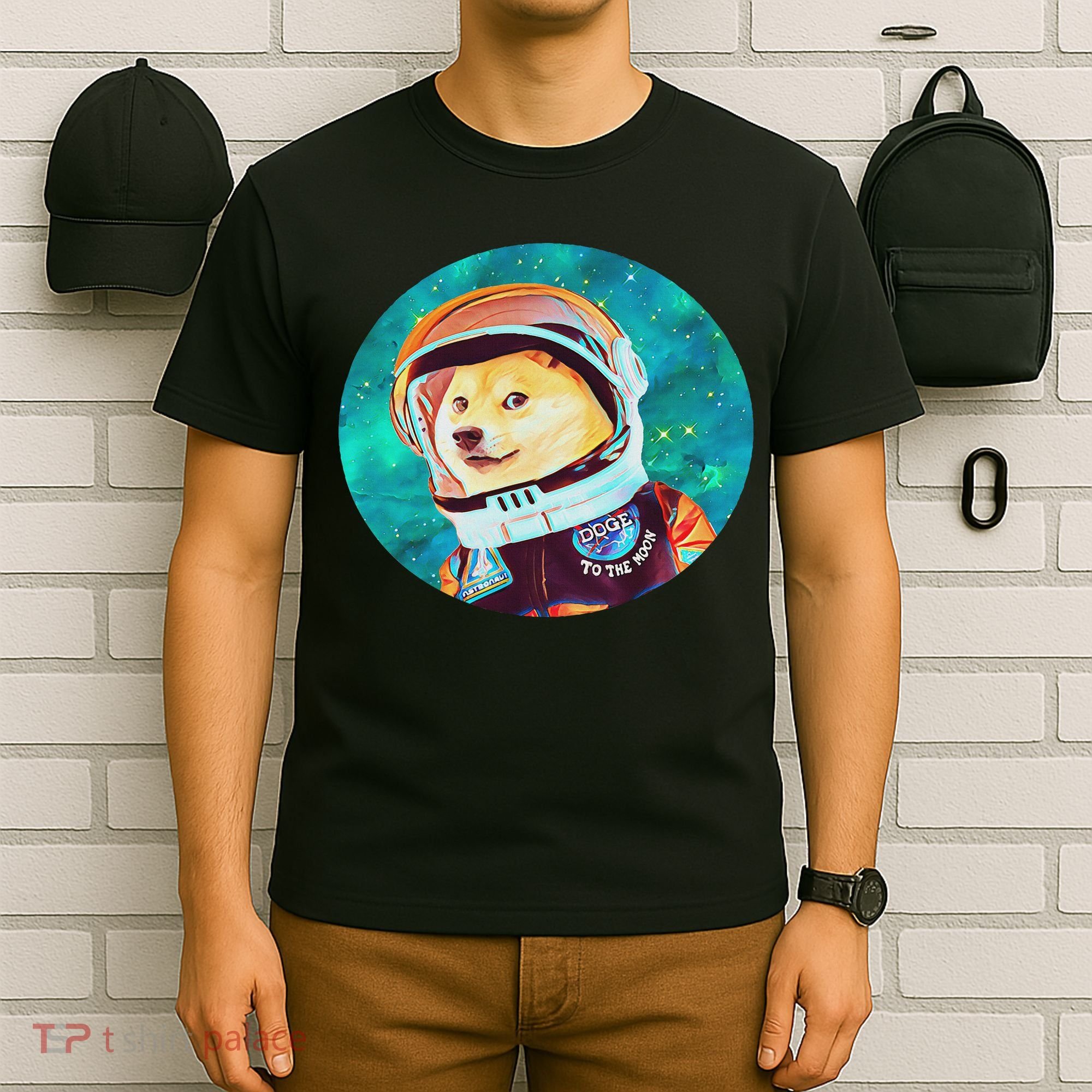 To The Moon Doge Astronaut Crypto Dogecoin Shiba Inu Meme T-Shirt