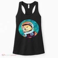 To The Moon Doge Astronaut Crypto Dogecoin Shiba Inu Meme Women's Tank Top thumb 0