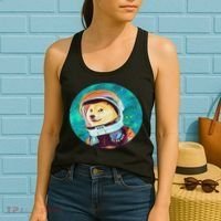 To The Moon Doge Astronaut Crypto Dogecoin Shiba Inu Meme Women's Tank Top thumb 2