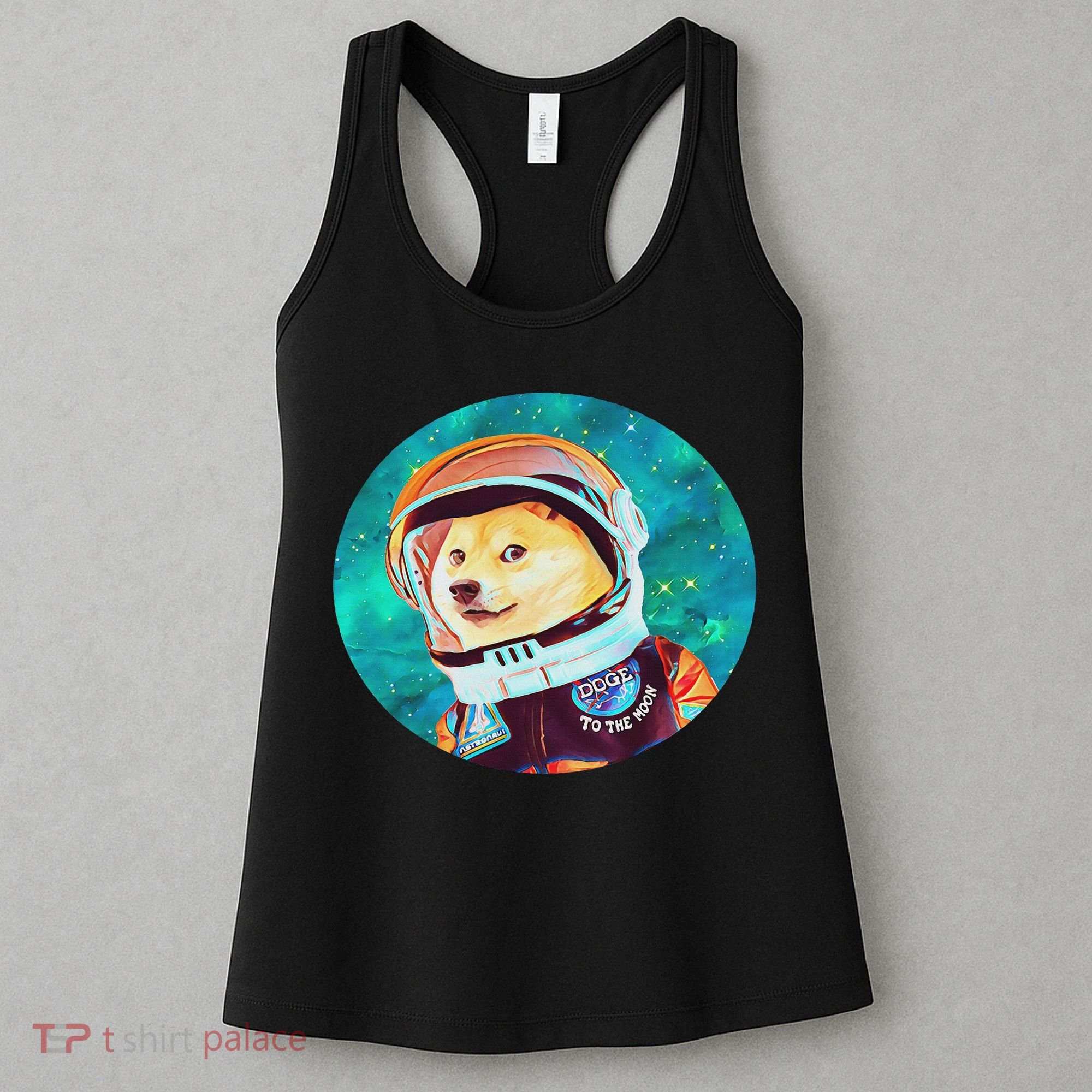 To The Moon Doge Astronaut Crypto Dogecoin Shiba Inu Meme Women's Tank Top